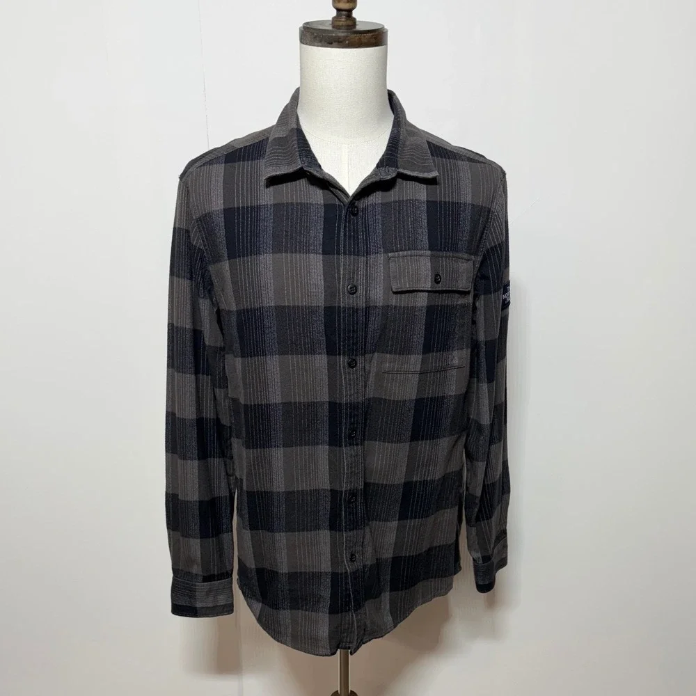 The North Face Shirt Mens Large Black Arroyo Flannel Long Sleeve Plaid Button Up